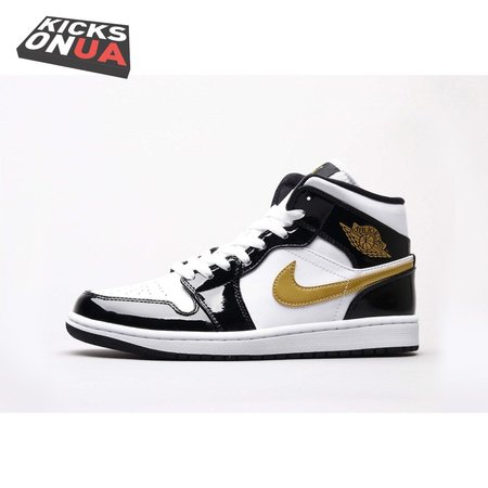 Air Jordan 1 Mid Patent Black White Gold 36-46