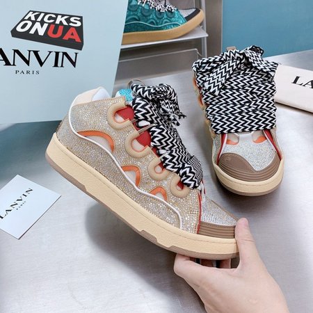 LANVIN Curb sneakers in Leather and strass beige STRA-H2105 Size 35-45